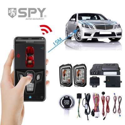 SPY New 2 way Car Alarm with Remote Start APP Control Bluetooth Smart Key Car Alarm System